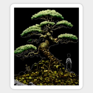 Contemplating the Complexities Under the Japanese Bonsai Tree No. 2: Where am I on a Dark Background Magnet